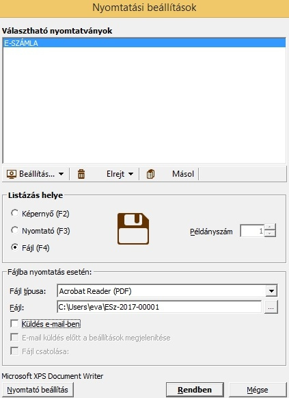 E-számla nyomtatás