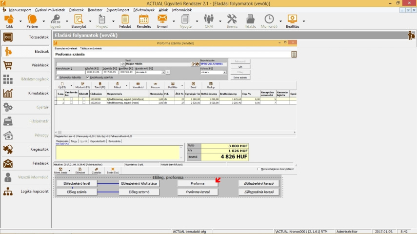 Proforma számla készítés