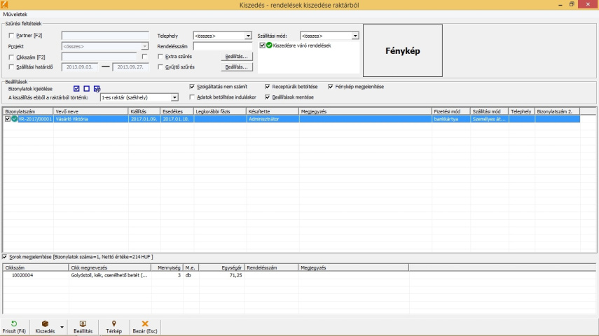 Kiszedés összesítő