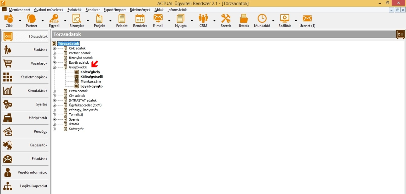 Gyűjtőkód beállítások