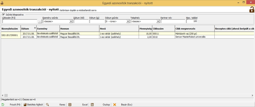 Egyedi azonosító rögzítése