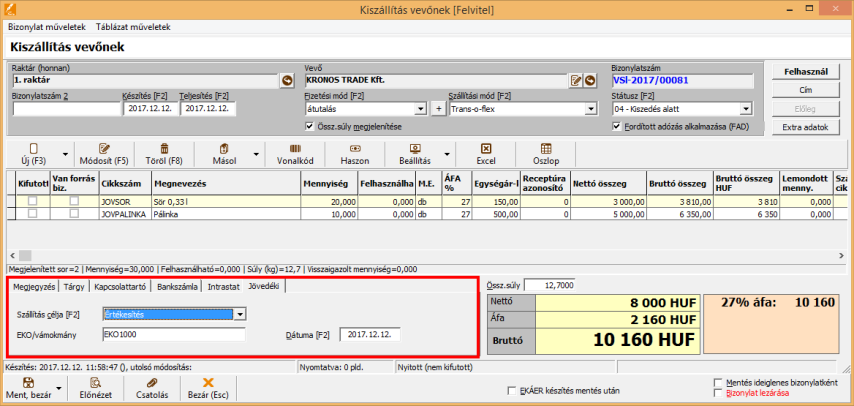 Jövedéki termékek bizonylatolása