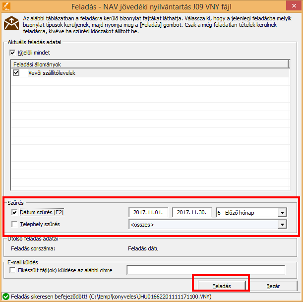 Jövedéki vevő nyilvántartás (NAV J09 VNY fájl)