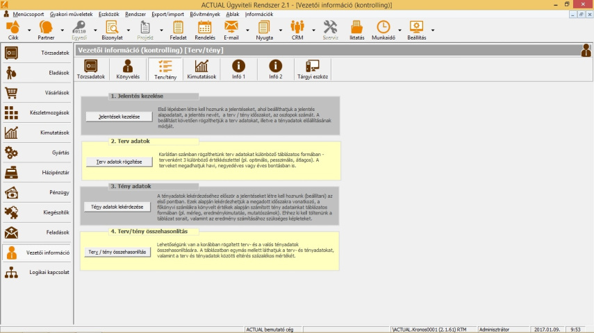 Kontrolling tervezés és jelentések