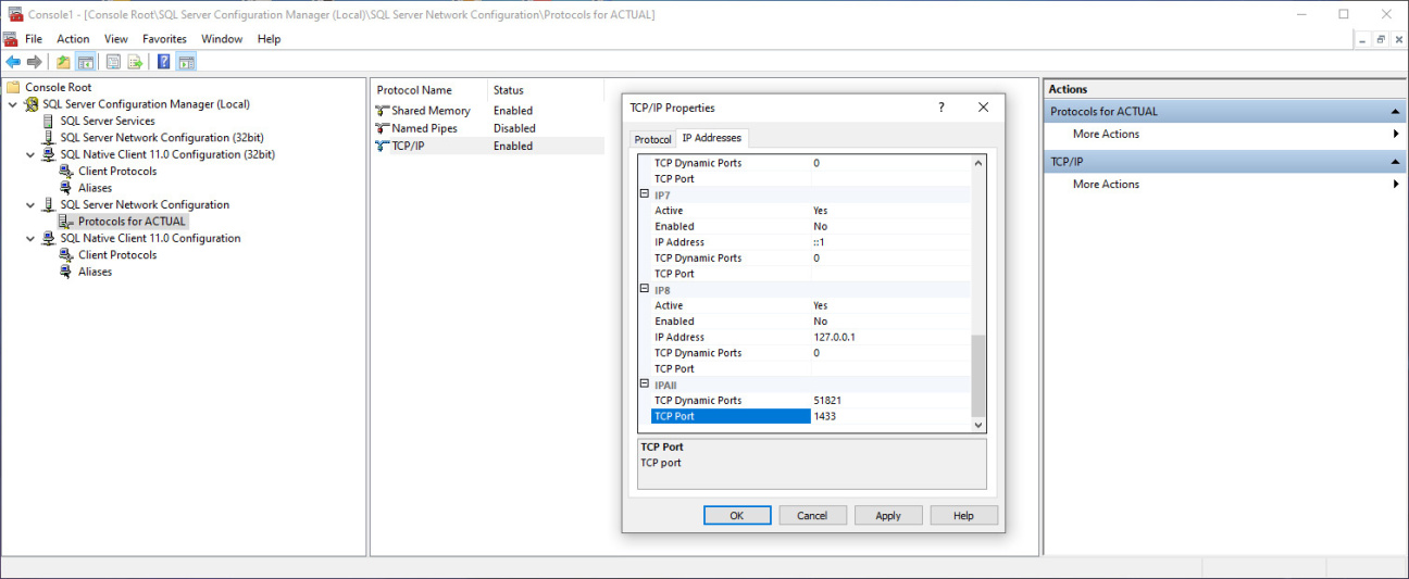 ACTUAL kommunikációs portjának beállítása - 03