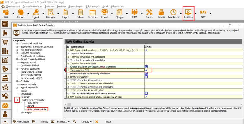 NAV szerver ellenőrzés beállítás